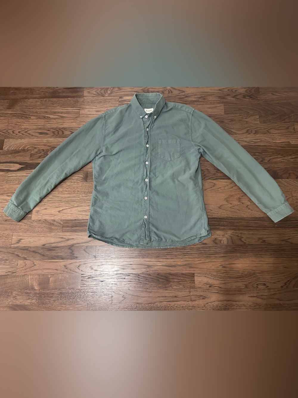 Casual Long-Sleeve Button-Down Shirt in Sage Green